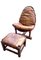 Brutalist Brazilian Leather Chair and Hocker, 1960s, Set of 2 1