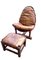 Brutalist Brazilian Leather Chair and Hocker, 1960s, Set of 2, Image 1