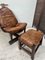 Brutalist Brazilian Leather Chair and Hocker, 1960s, Set of 2 24