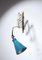 Italienische Vintage Scherenlampe aus Messing & Blauem Schirm, 1950er 11