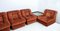 Vintage Italian Modular Armchairs and Coffee Table in Velvet, 1970, Set of 6 2
