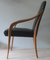 Black Leather and Cherrywood Lounge Chair with Curved Arms 9