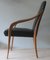 Black Leather and Cherrywood Lounge Chair with Curved Arms, Image 9