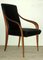 Black Leather and Cherrywood Lounge Chair with Curved Arms, Image 1