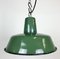 Petite Lampe à Suspension Industrielle en Émail Vert, 1960s 6