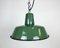 Petite Lampe à Suspension Industrielle en Émail Vert, 1960s 2