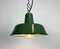 Petite Lampe à Suspension Industrielle en Émail Vert, 1960s 14