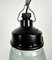 Lámpara colgante industrial de baquelita con vidrio estriado, años 70, Imagen 2