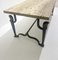 Mid-Century Wrought Iron and Travertine Coffee Table, 1940s 2
