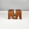 Art Déco Rechteckige Moderne Italienische Holz Hocker, 1970er, 2er Set 2