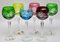 Crystal Mix Stem Glasses with Colored Overlay, 1950, Set of 7 4