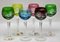 Crystal Mix Stem Glasses with Colored Overlay, 1950, Set of 7 12