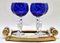 Crystal Stem Glasses in Cobalt Overlay with Tray, 1935, Set of 5 2