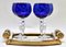 Crystal Stem Glasses in Cobalt Overlay with Tray, 1935, Set of 5, Image 2