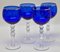 Crystal Stem Glasses in Cobalt Overlay with Tray, 1935, Set of 5 6