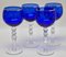 Crystal Stem Glasses in Cobalt Overlay with Tray, 1935, Set of 5, Image 6