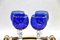 Crystal Stem Glasses in Cobalt Overlay with Tray, 1935, Set of 5 7