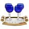 Crystal Stem Glasses in Cobalt Overlay with Tray, 1935, Set of 5, Image 1