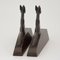 Cubisant Foxes Buchstützen aus Bronze von Henri Payen, 1930, 2er Set 5