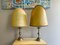 Regency Portuguese Alloy and Green Ceramic Buffet Table Lamps, 1950s, Set of 2 1