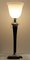 Lámpara de mesa francesa Art Déco de madera negra y metal niquelado de Mazda, años 20, Imagen 2