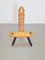 Tabouret Tripode Brutaliste Vintage en Bois, 1960s 5