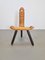 Tabouret Tripode Brutaliste Vintage en Bois, 1960s 1