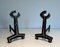 Modern Cast Iron and Wrought Iron Andirons, 1950s, Set of 2 2