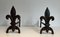 Chenets with Cast Iron and Wrought Iron Lilies, 1970s, Set of 2 3