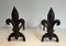 Chenets with Cast Iron and Wrought Iron Lilies, 1970s, Set of 2 2