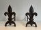 Chenets with Cast Iron and Wrought Iron Lilies, 1970s, Set of 2 1