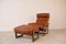 Vintage Leather Armchair with Hocker, 1970s, Set of 2 6