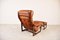 Vintage Leather Armchair with Hocker, 1970s, Set of 2 2
