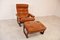 Vintage Leather Armchair with Hocker, 1970s, Set of 2 4