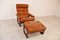 Vintage Leather Armchair with Hocker, 1970s, Set of 2, Image 4