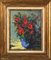 Fiori rossi in un vaso blu, fine XX secolo, olio su tela, Immagine 2