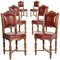 Eclectic Neoclassical Chairs in Hand Carved Walnut & Leather Upholstery, 1880s, Set of 6 2