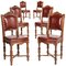 Eklektische neoklassizistische Stühle aus handgeschnitztem Nussholz & Leder, 1880er, 6er Set 2