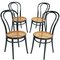 Sedie da pranzo in faggio curvato e seduta in paglia di Vienna di Michael Thonet per Thonet, anni '40, set di 4, Immagine 1