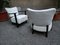 Armchairs in Ebonized Wood and White Fabric, 1950s, Set of 2, Image 4