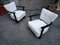 Armchairs in Ebonized Wood and White Fabric, 1950s, Set of 2 2