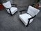 Armchairs in Ebonized Wood and White Fabric, 1950s, Set of 2, Image 2