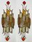 Hammered Glass and Gilt Wrought Iron Sconces from Longobard, Italy, 1970s, Set of 2 1