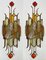 Hammered Glass and Gilt Wrought Iron Sconces from Longobard, Italy, 1970s, Set of 2, Image 1