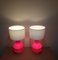 Vintage Red Glass Base and White Fabric Screen Table Lights, 1970s, Set of 2 5