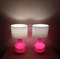 Vintage Red Glass Base and White Fabric Screen Table Lights, 1970s, Set of 2, Image 6