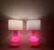Vintage Red Glass Base and White Fabric Screen Table Lights, 1970s, Set of 2, Image 7