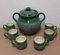 Vintage Green Glazed Ceramics Tea Set by Carinthian Manual Work, Austrian, 1970s, Set of 7 1