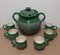 Vintage Green Glazed Ceramics Tea Set by Carinthian Manual Work, Austrian, 1970s, Set of 7, Image 1