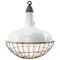 Vintage Industrial White Enamel Pendant Light from Benjamin USA 4